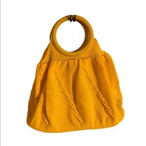 Vintage mustard yellow crochet handbag